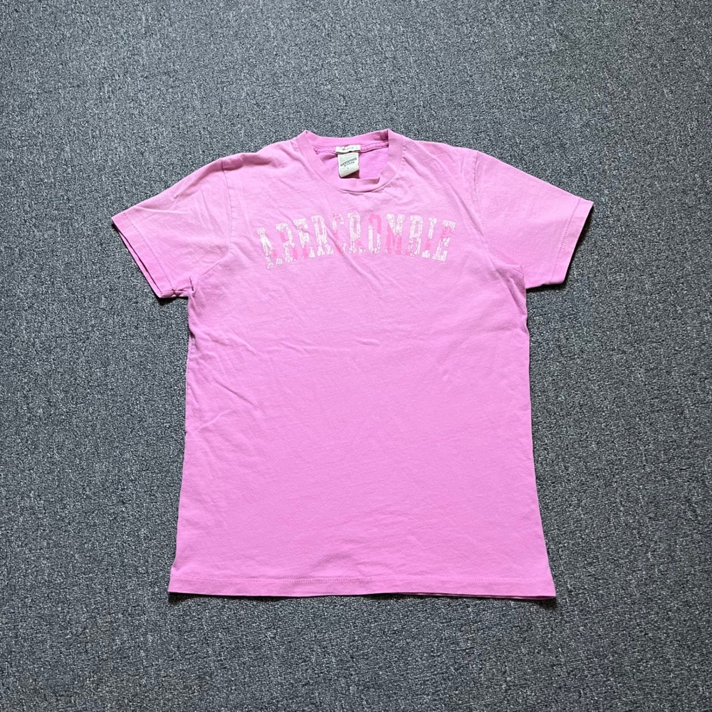 Vintage Abercrombie & Fitch Muscle Tee Large Pink Distressed Logo Y2K 2000s